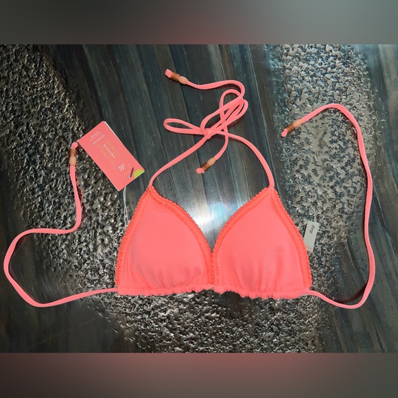 Maaji Coral Peony Balmy Sliding Triangle Bikini Top size large NWT pink blue - Picture 7 of 11